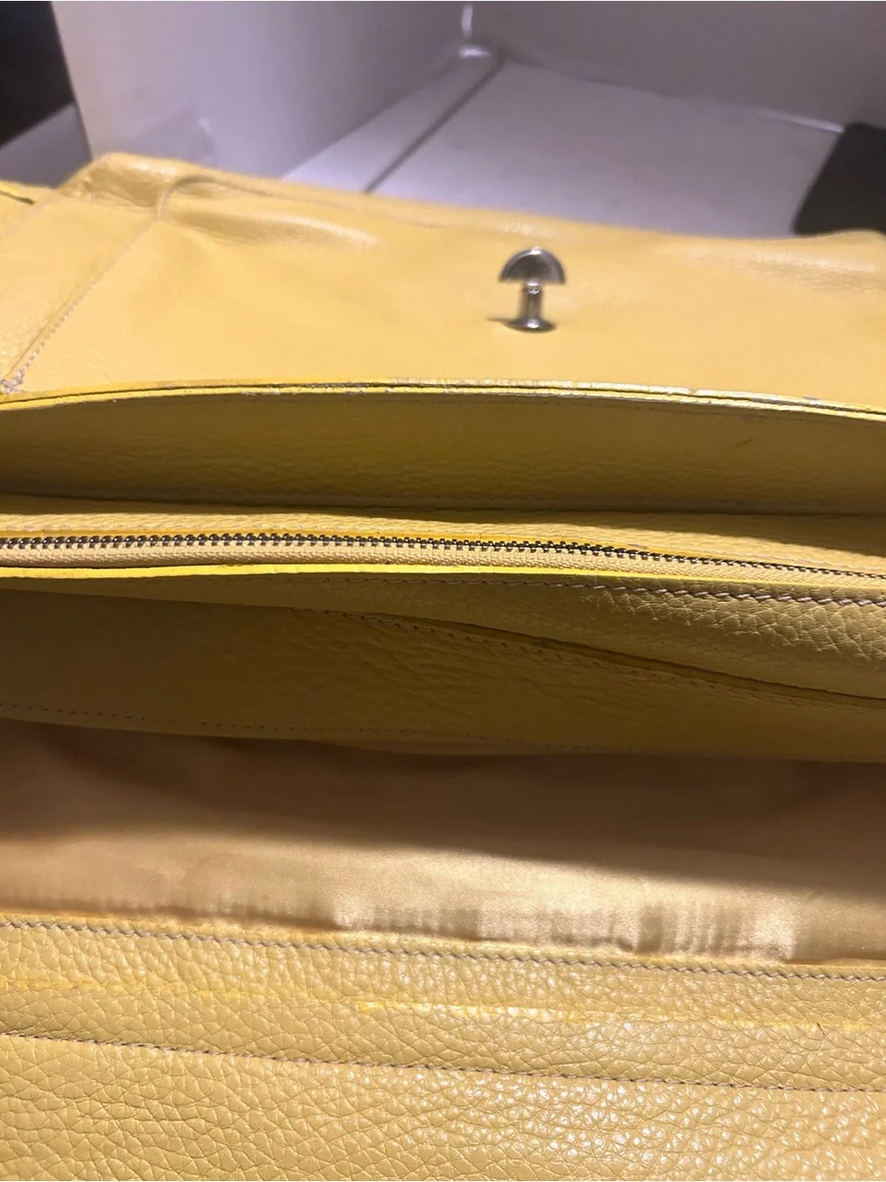 Pulicati Yellow Leather Satchel Handbag